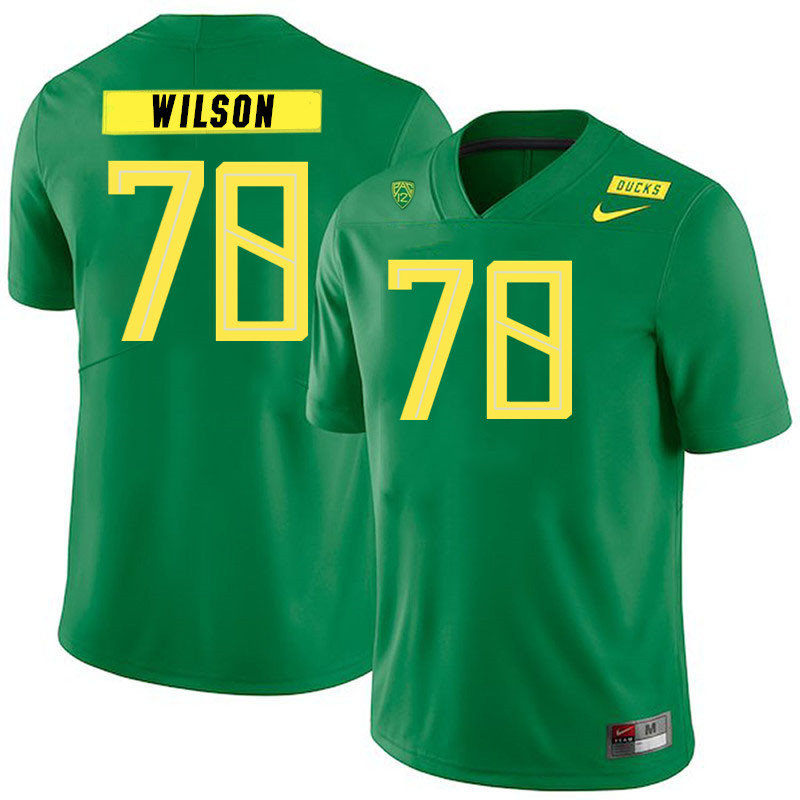 Men #78 Gernorris Wilson Oregon Ducks College Football Jerseys Stitched Sale-Green - Click Image to Close